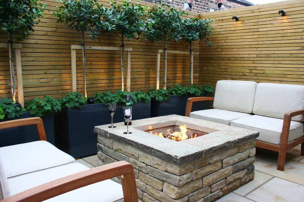 Stone Square Gas Fire Pit